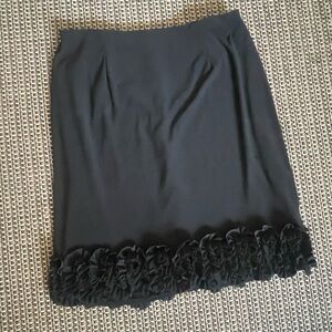 Gabby Skye Black Ruffled Pencil Skirt Knee-Length